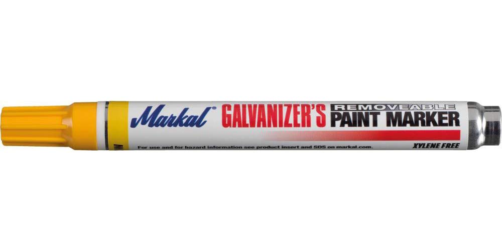 Markal Galvanizer's Removable Markers - Medium Bullet Tip, Yellow Industrial Marking Pens for Metal, Wood & Concrete | Perfect for Welding, Construction & DIY Projects