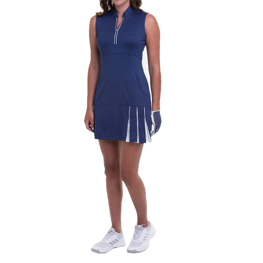 EP New York Women's Zip Mandarin Collar Golf Dress - Stylish & Comfortable Golf Attire for Ladies | Perfect for Golf Courses, Country Clubs & Outdoor Sports Events