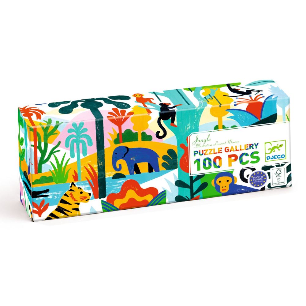 Djeco Gallery Jungle 100-Piece Puzzle for Kids - Educational & Fun Animal Puzzle for Family Game Night & Classroom Activities