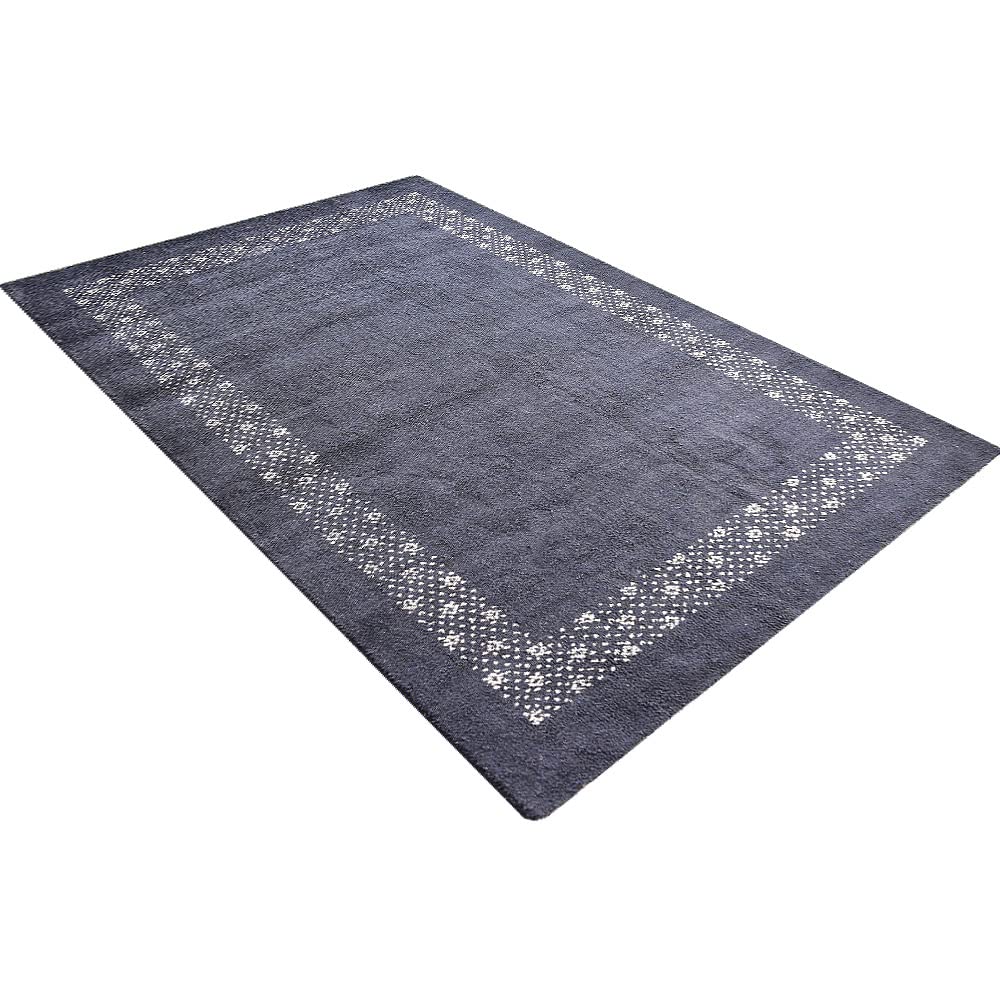 Hand Knotted Silk Mix 5'x8' Contemporary Area Rug - Premium Loom Woven Carpet in Charcoal (LSM529) for Living Room, Bedroom & Office Decor