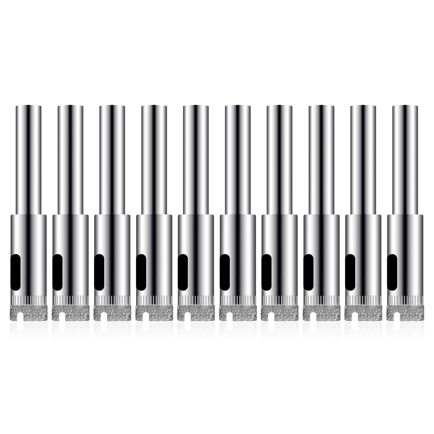 10PCS 7/20 inch Diamond Drill Bit Set - Steel Diamond Coated Hole Saw Drill Bits Kit for Glass, Marble, Granite, Ceramic, Tile & Porcelain - Perfect for DIY Projects, Home Renovation & Professional Use