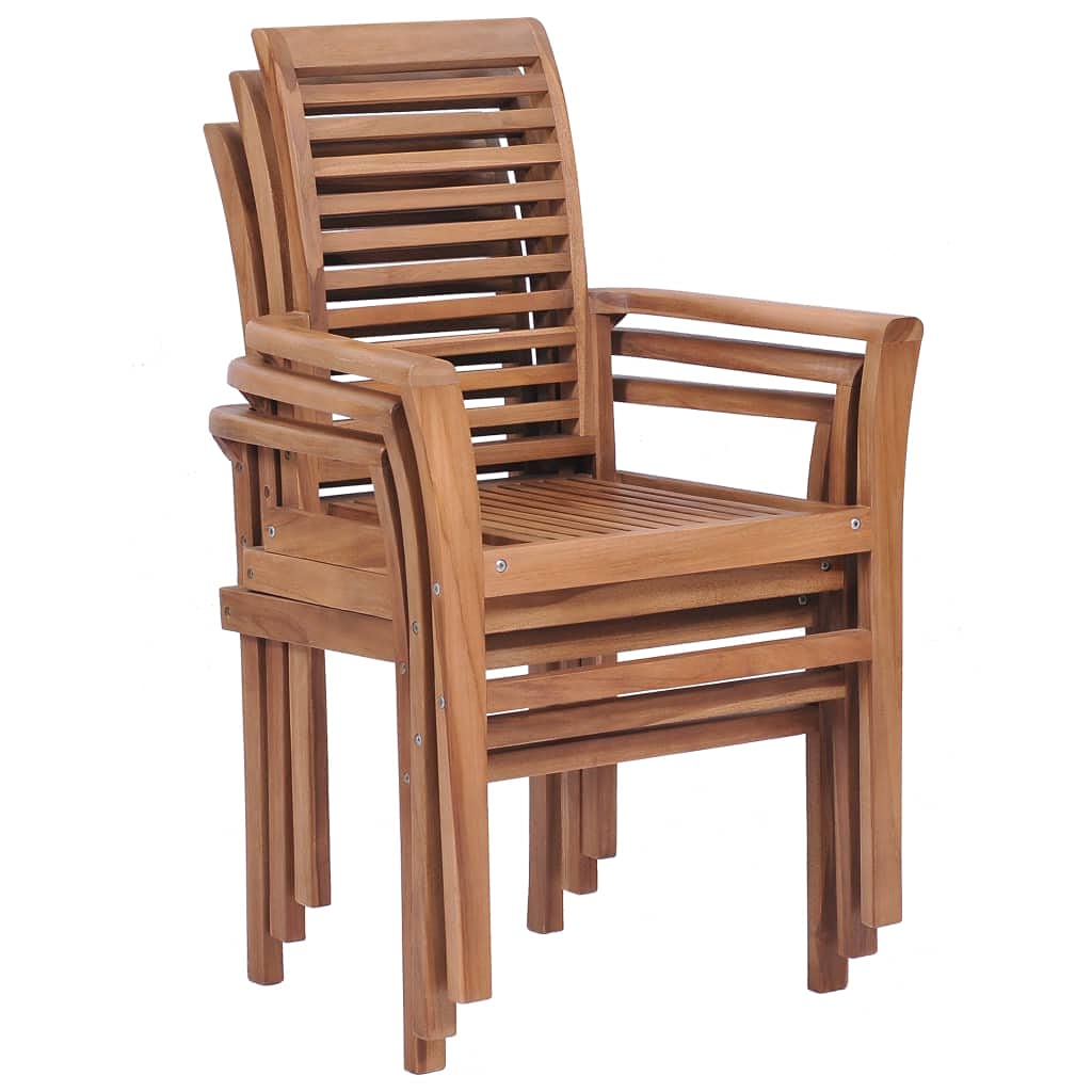 vidaXL Solid Teak Dining Chairs Set of 2 - Modern Farmhouse Stackable Kitchen & Living Room Accent Chairs for Bedroom or Dining Room - Perfect for Small Spaces & Entertaining Guests