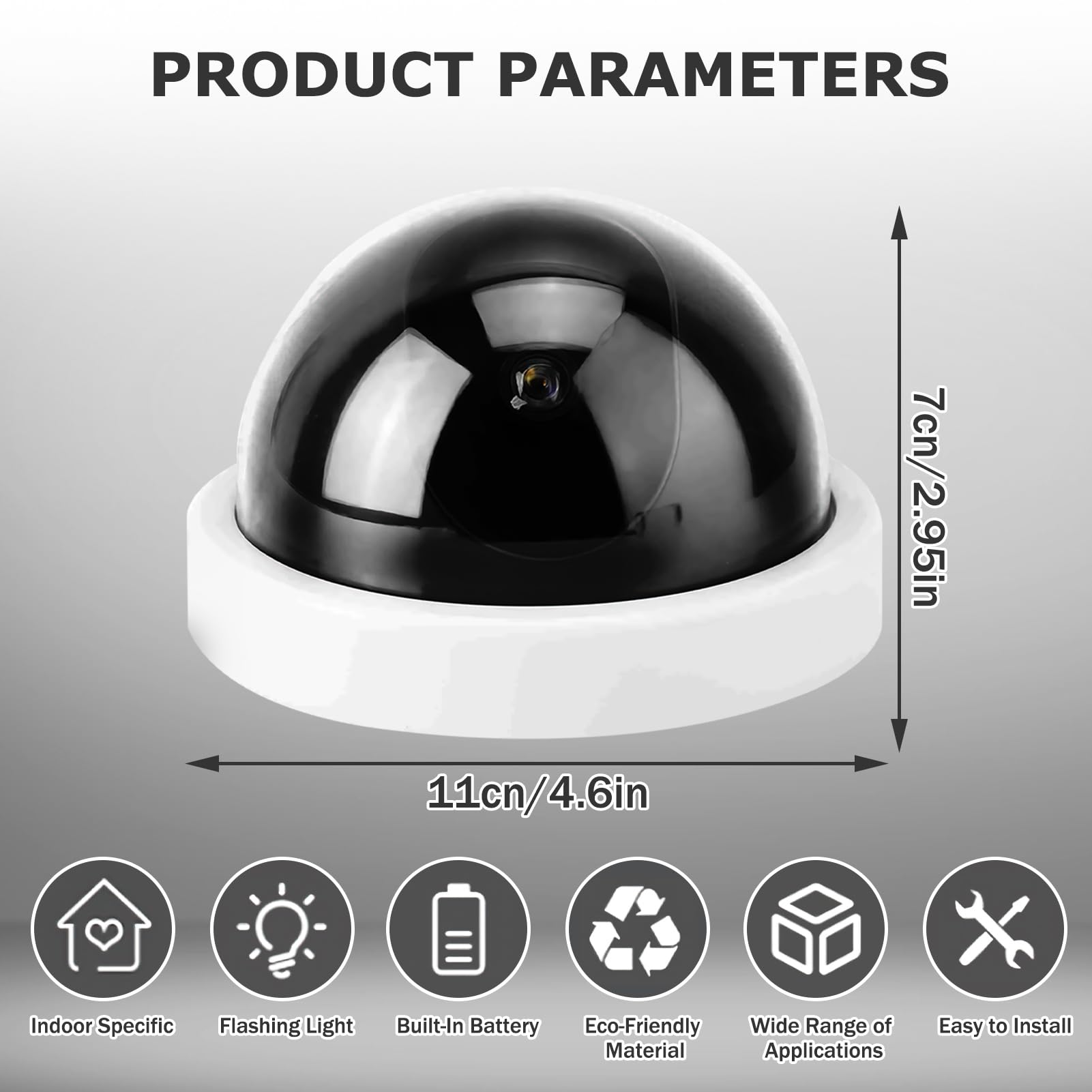 4 Pack Fake Security Camera with Flashing LED - Dummy CCTV Dome Camera for Home & Business Security - Ideal for Parking Lots, Offices & Indoor/Outdoor Surveillance (White)