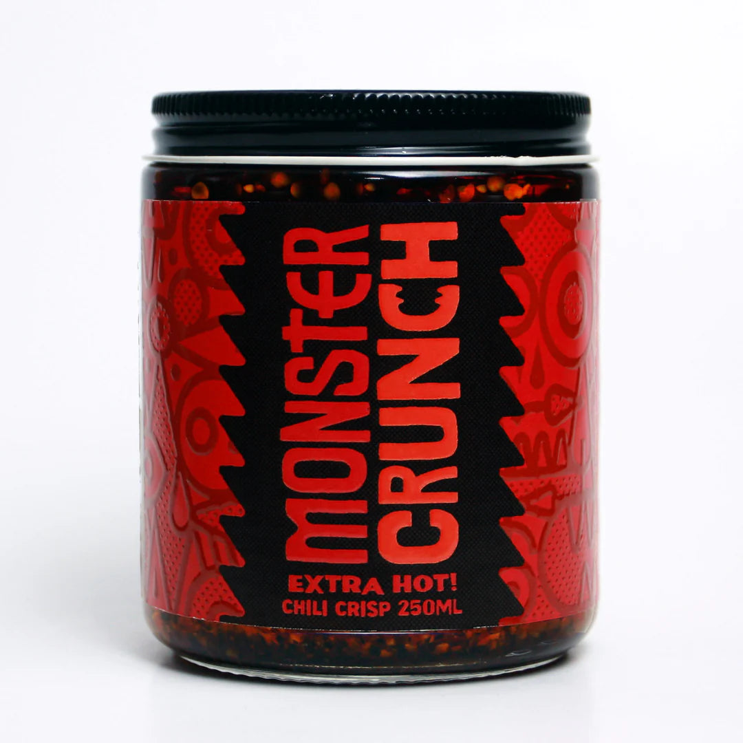 Monster Crunch Extra Hot Chili Crisp - Spicy Chili Oil Sauce for Cooking, Noodles & Stir Fry - Premium Sichuan Style Condiment for Asian Dishes, Hot Pot & Snacks