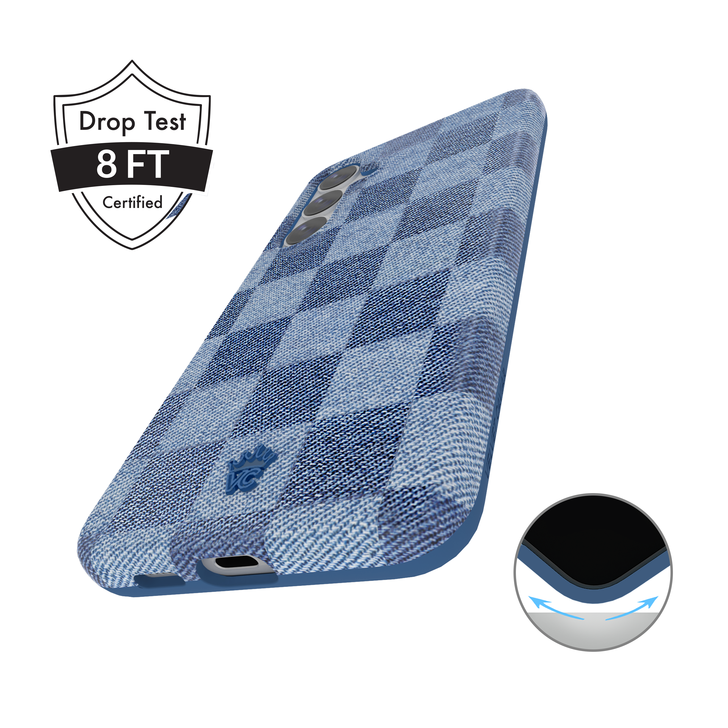 Stylish Denim Checkered Pattern Samsung Phone Case - Trendy Protective Cover for Galaxy S21/S20/Note 20 - Perfect for Everyday Use & Fashionable Outfits