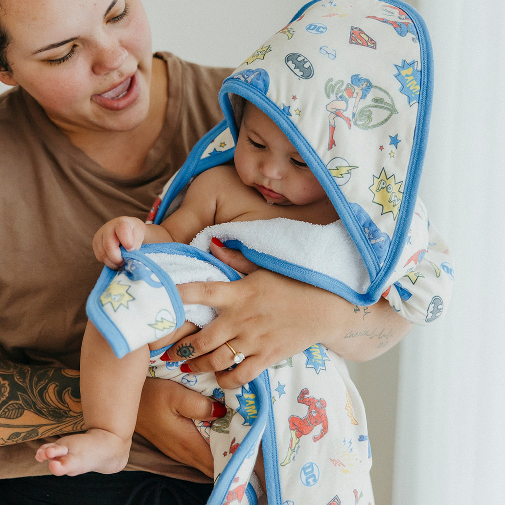 Premium Baby Hooded Towel with Justice League™ Design - Soft & Absorbent for Bath Time, Swimming, and After-Spa Comfort