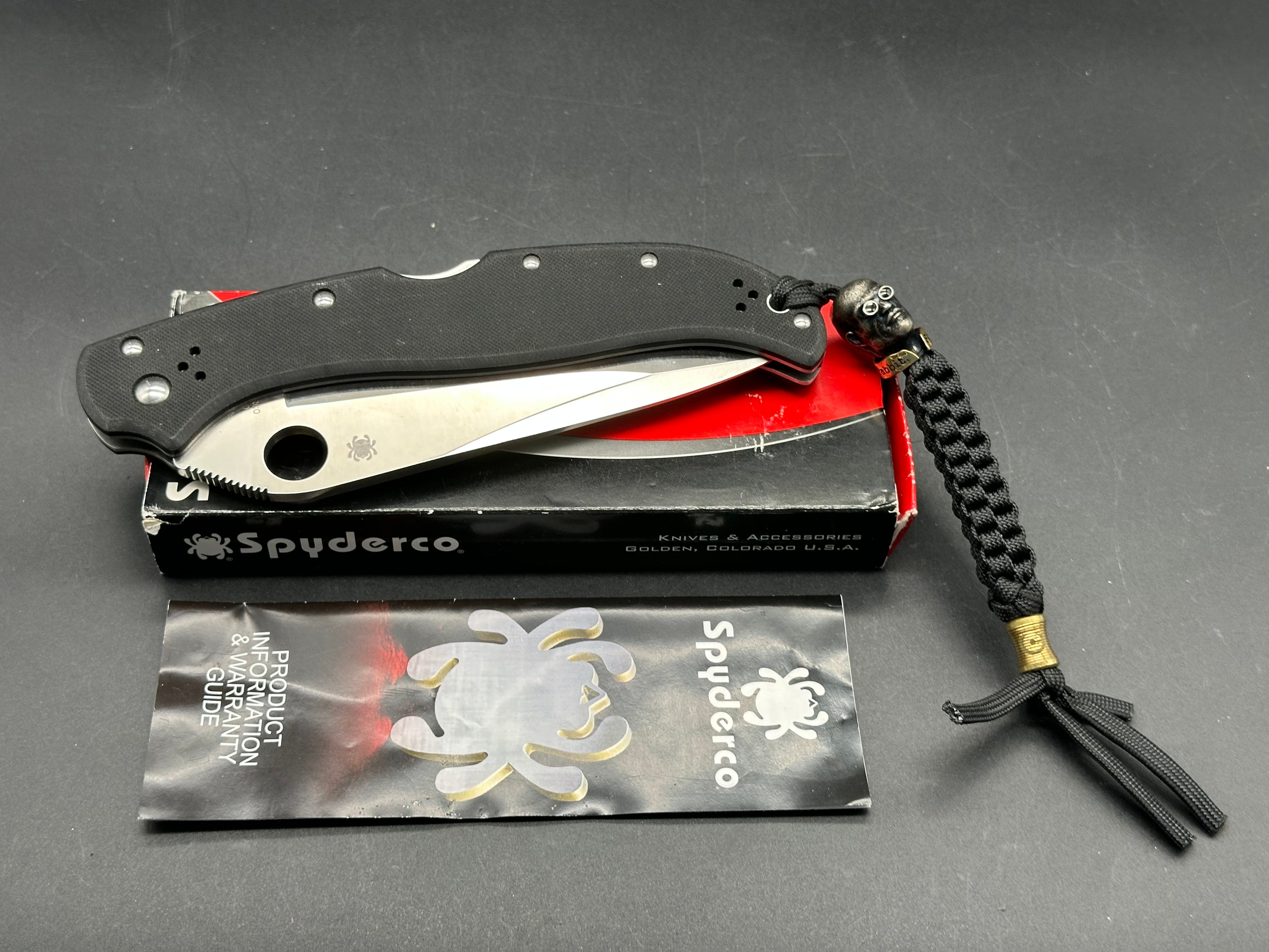 Spyderco Tatanka PowerLock Folding Knife - Black G-10 Handle, 5.06