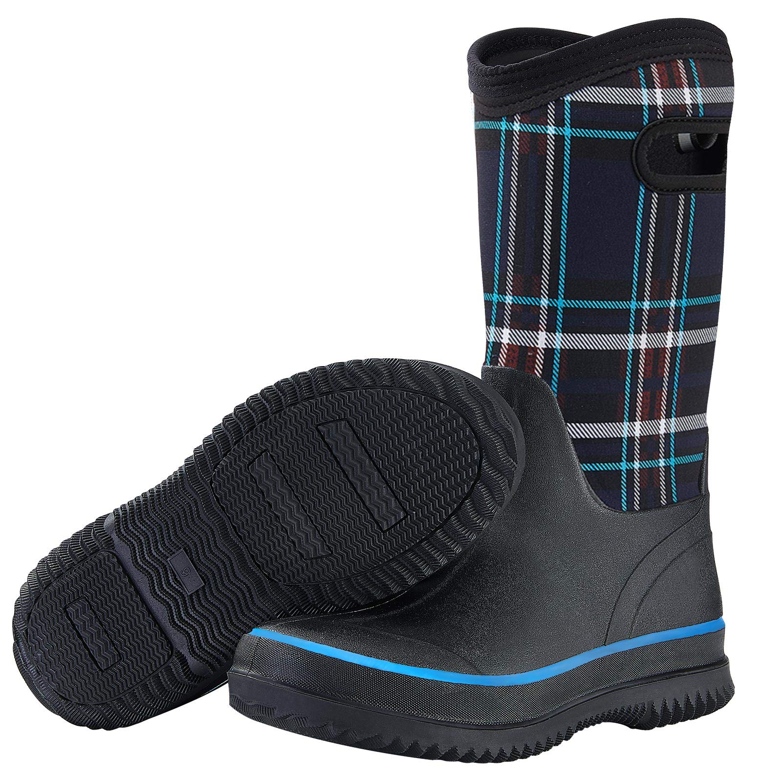**HISEA Women's Waterproof Neoprene Insulated Mid Calf Rain Boots - Mud, Gardening & Barn Work Rubber Boots for Outdoor Activities**