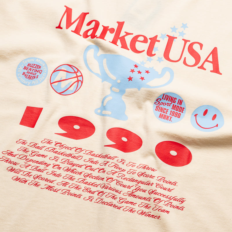 Vintage 1990 Smiley Face T-Shirt in Butter Cream - Perfect for Casual Wear, Retro Fashion, and 90s Themed Parties