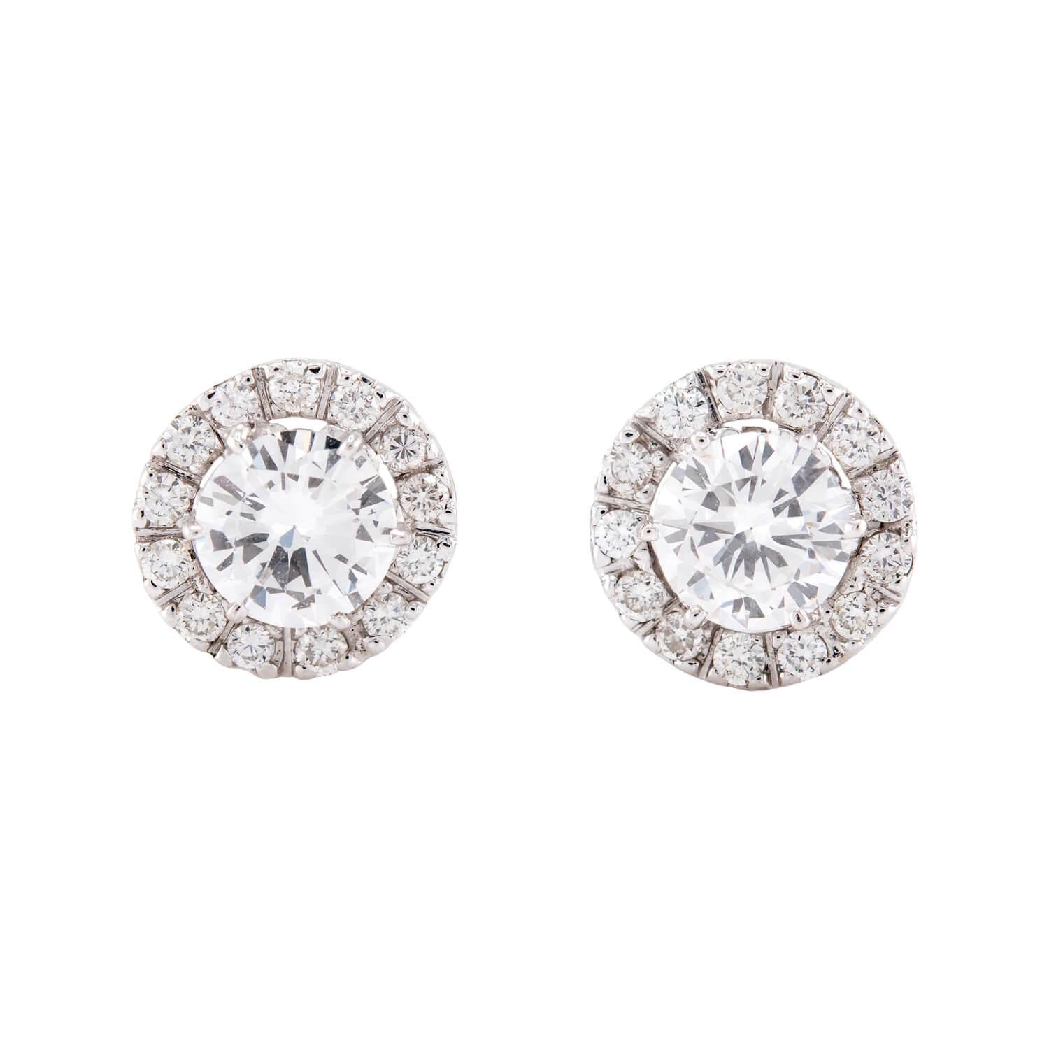 1ct Platinum Diamond Halo Stud Earrings for Women - Elegant Wedding, Anniversary & Special Occasion Jewelry Gift