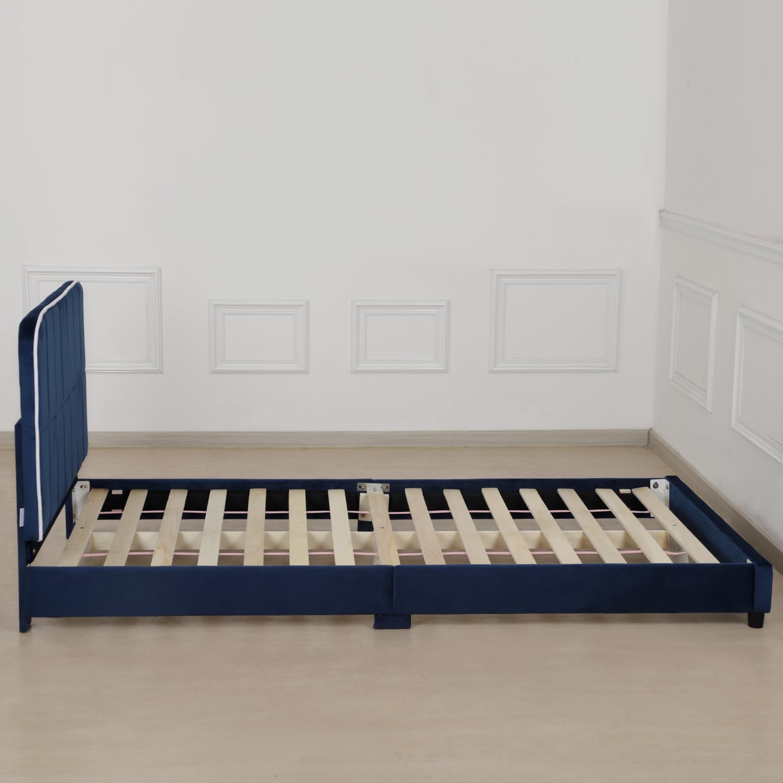 Adjustable Height Toddler Beds - Upholstered Twin Bed Frame for Kids & Girls, Fits Standard 75