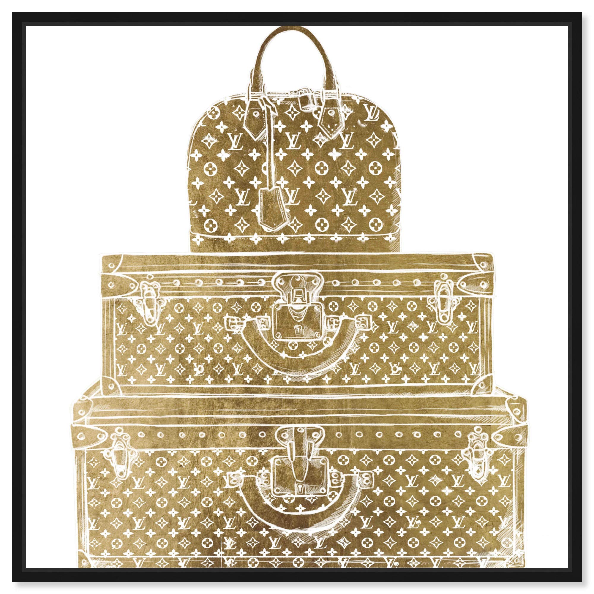 Royal Bag & Luggage Diecut Wall Art Canvas Print - 30x30 Inch Gold & White Framed Home Decor by Oliver Gal Artist Co. | Perfect for Living Room, Bedroom & Office Décor