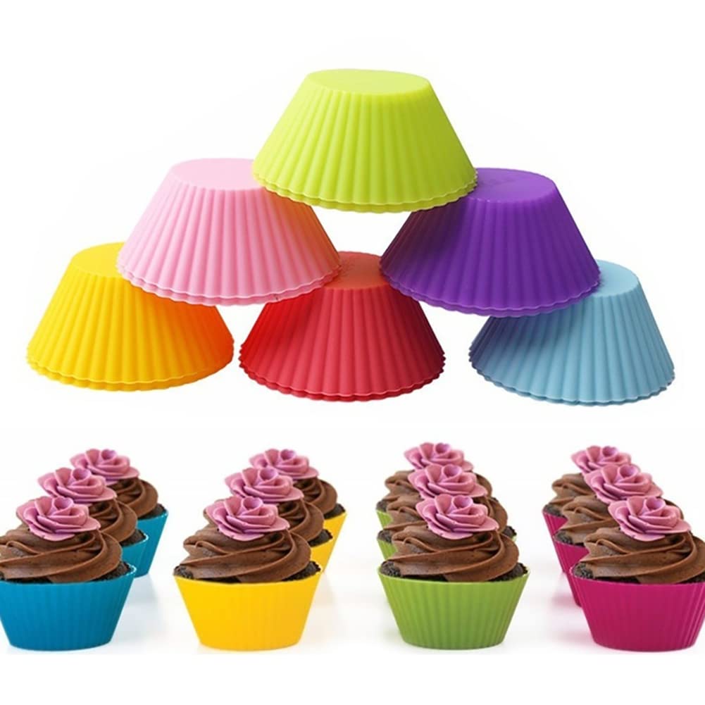 6PCS Reusable Silicone Cupcake Molds & Muffin Liners - Dishwasher Safe Baking Cases for Perfect Cupcakes, Muffins & Desserts - Ideal for Home Baking, Parties & Holiday Treats