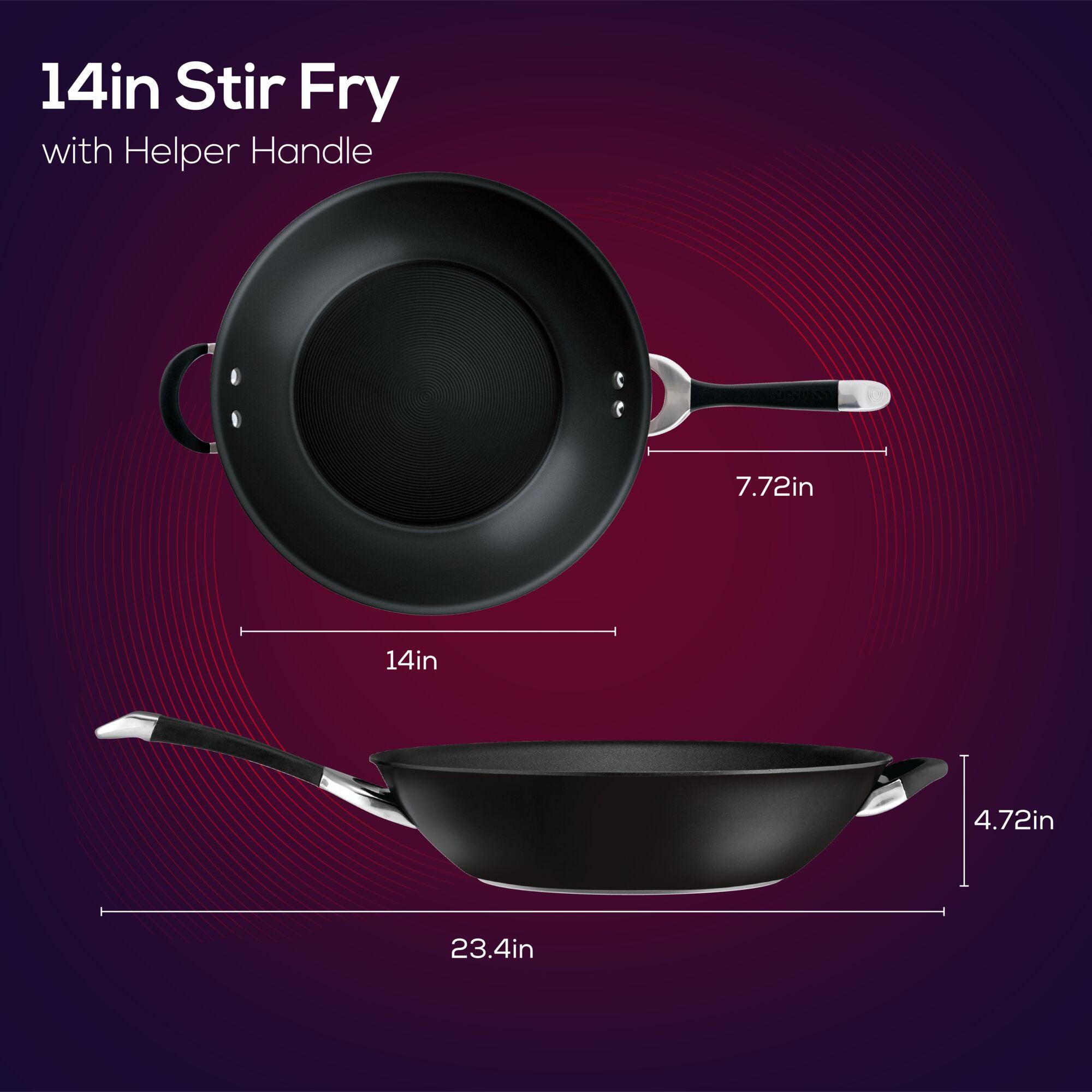 14 Inch Nonstick Stir Fry Pan - Professional Wok for Cooking, Sauteing & Frying - Perfect for Asian Cuisine, Stir Fry, Noodles & Vegetables - Induction Compatible & Easy to Clean