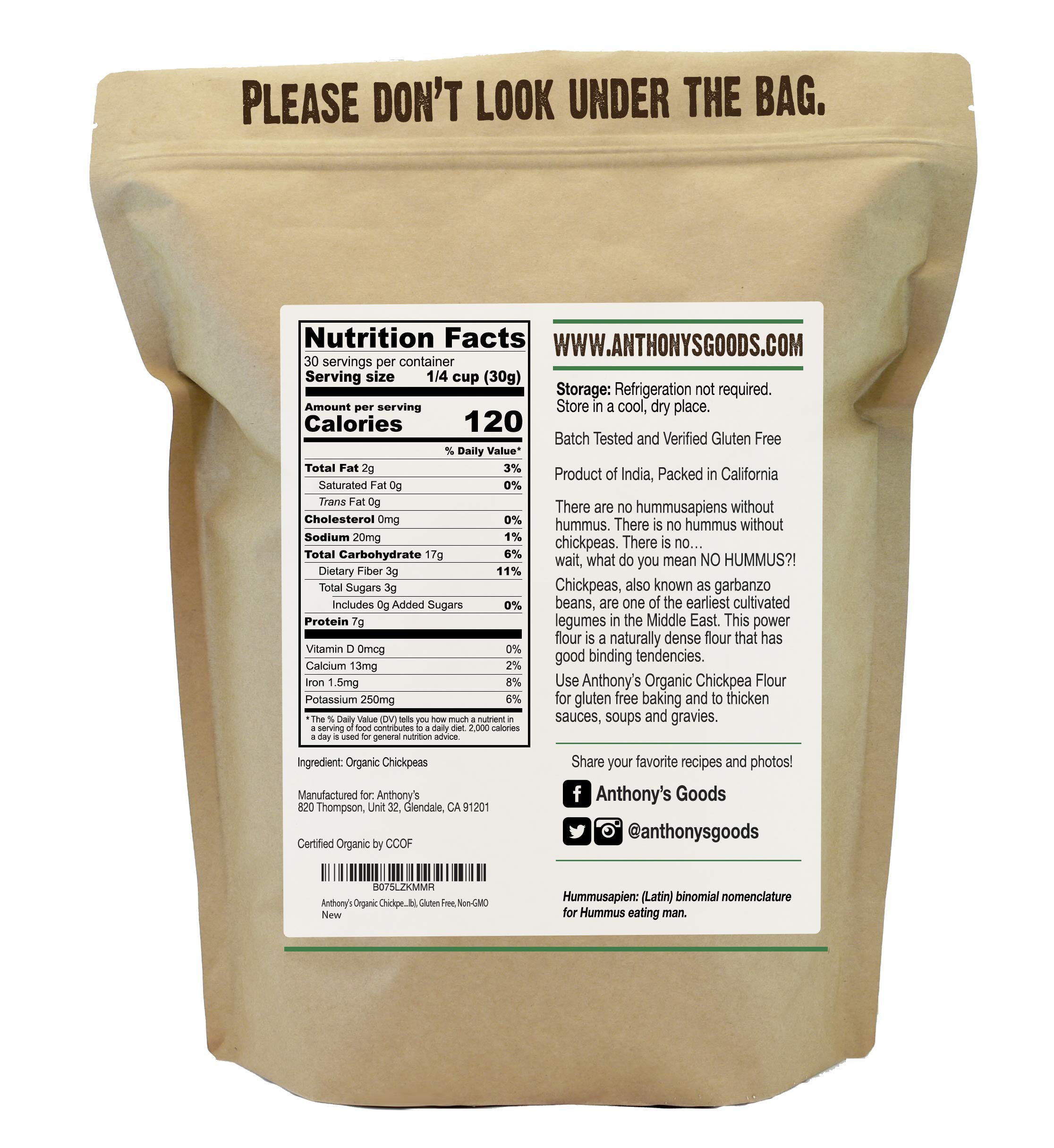 Organic Chickpea Flour (Garbanzo Bean Flour) - 2 lb, Gluten Free, Non-GMO, Vegan - Perfect for Baking, Cooking & Healthy Recipes
