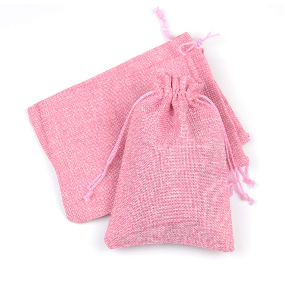30 Pack Pink Burlap Drawstring Bags 4 x 5.5 Inch - Small Gift Bags for Jewelry, Wedding Favors, Party Favors & DIY Crafts - Perfect for Bridal Shower, Baby Shower, Christmas Gifts and Handmade Crafts