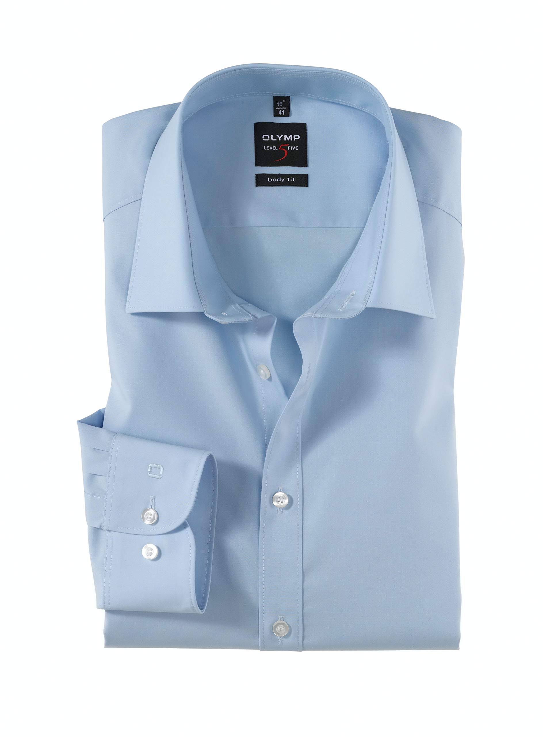 Premium Slim Fit Men's Long Sleeve Dress Shirt - Classic Light Blue, Sizes 10-15.5 | Office Wear, Business Casual & Formal Occasions