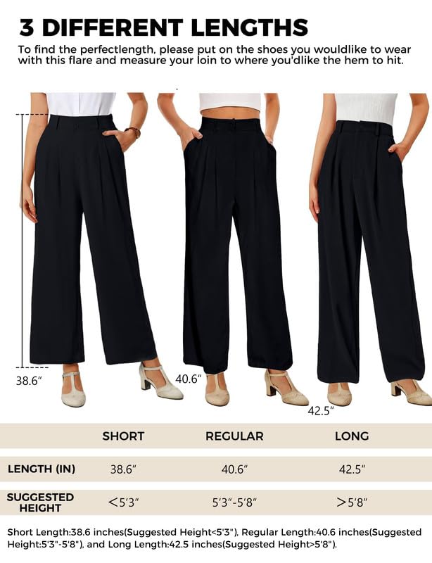 Stylish Women's High Waisted Wide Leg Dress Pants - Business Casual Work Trousers for Office & Formal Occasions | Comfortable Straight Leg Slacks for Professional Outfits & Dressy Looks