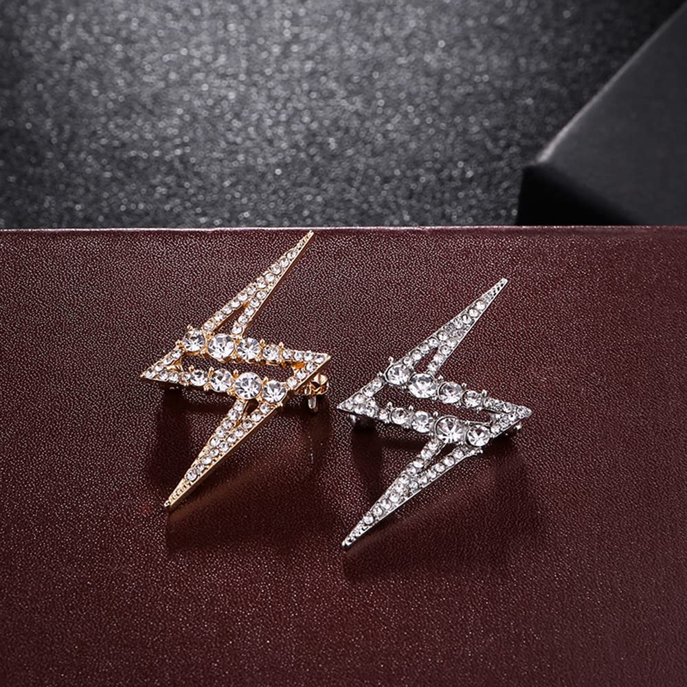 Sparkling Rhinestone Lightning Bolt Brooch Pin for Men - Elegant Cubic Zirconia Lapel Pin - Stylish Suit & Blazer Accessories - Perfect for Weddings, Parties & Formal Events