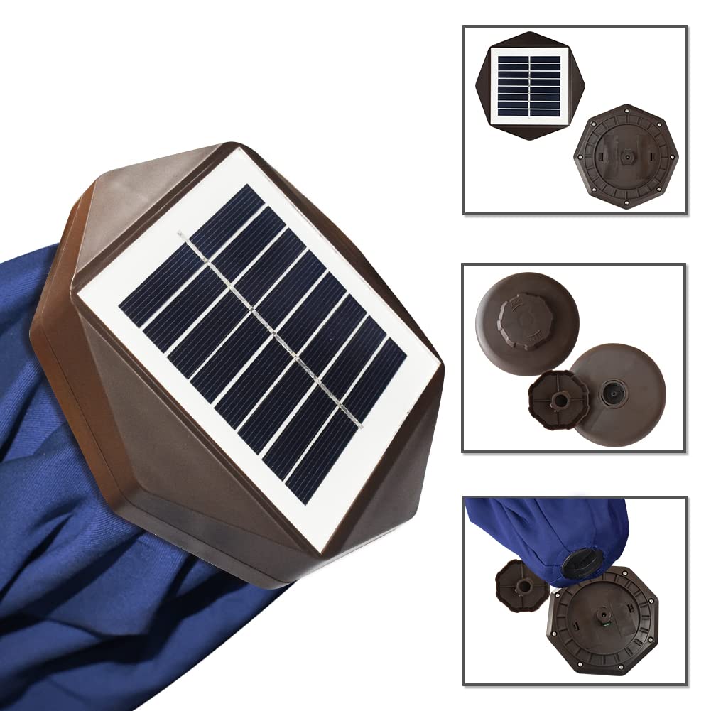 EliteShade USA 10-Year Fade-Resistant 9ft Solar LED Patio Umbrella with 80 Lights - Outdoor Market Umbrella with Ventilation for Garden, Poolside & Restaurant - Navy Blue