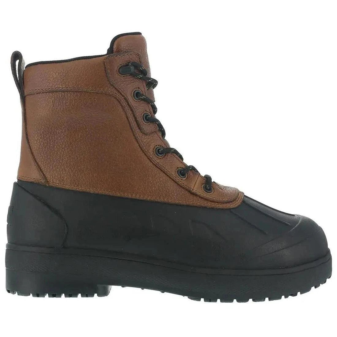 Composite Toe Work Boots for Men - Black & Brown Rubber Outsole Safety Shoes - Ideal for Construction, Warehouse & Heavy Duty Work