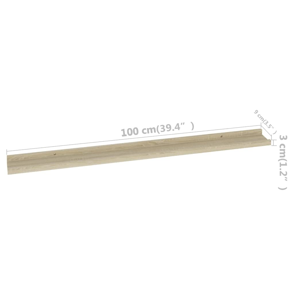 vidaXL Set of 4 Sonoma Oak Wall Shelves - MDF Wall-Mounted Shelving for Books, Collectibles & Home Decor | Modern Floating Shelves for Living Room, Bedroom & Office Organization
