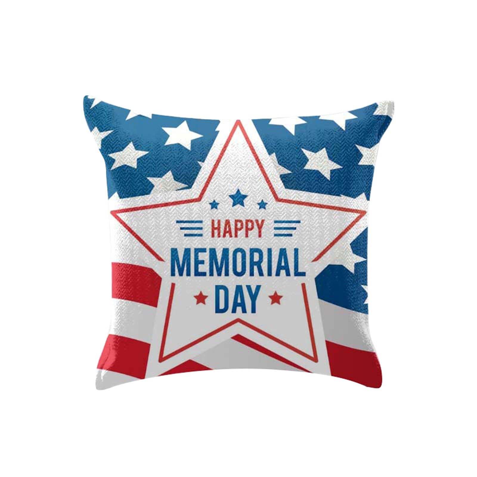 4th of July Patriotic Pillow Cover - Linen Sofa Cushion Case & Satin Body Pillowcase for Independence Day Decor | Perfect for Living Room, Bedroom, and Holiday Home Decor