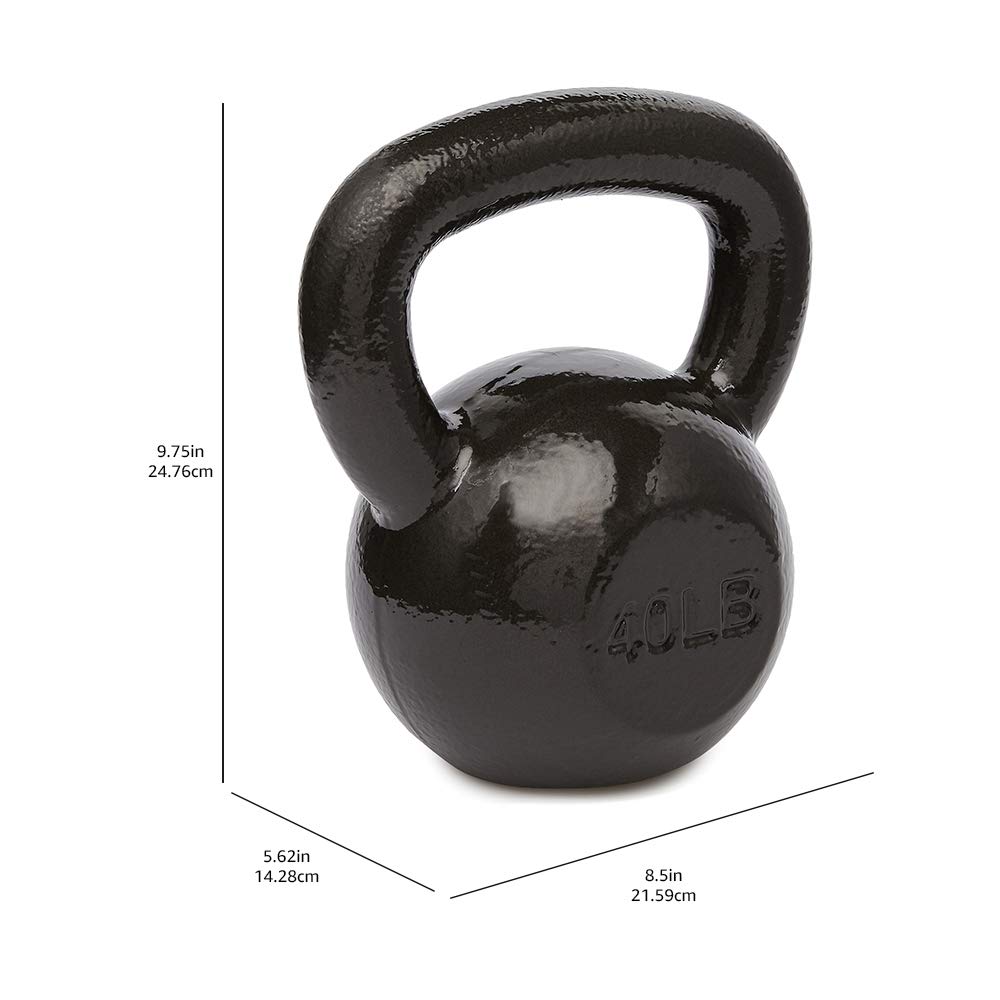 Amazon Basics Cast Iron Kettlebell - 10-50 lbs Weight Options for Home Gym, Strength Training & CrossFit Workouts | Durable Iron Construction for Fitness Enthusiasts & Beginners | Perfect for Full-Body Exercises, Muscle Building & Cardio Training