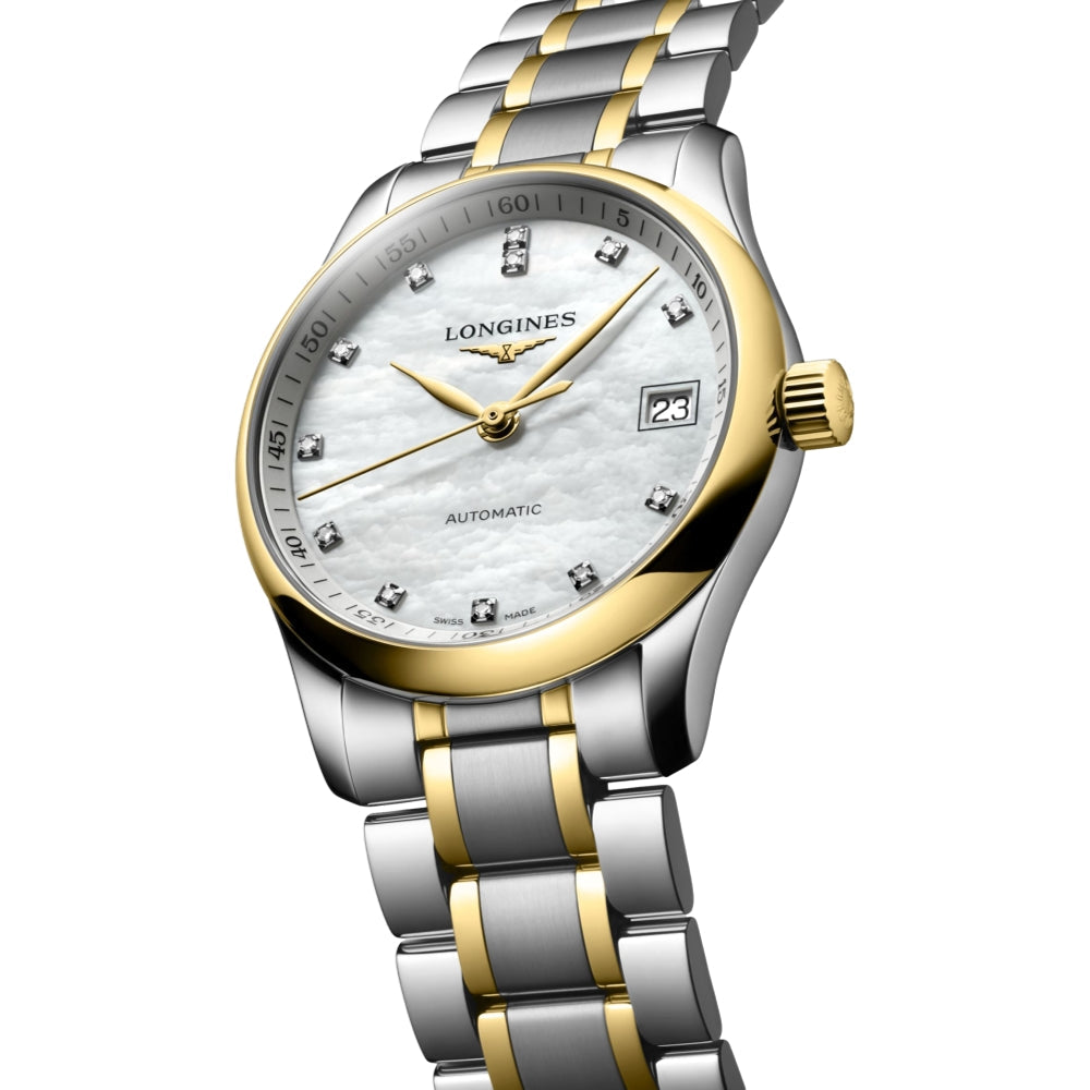 Luxury Master Collection Moonphase Watch - 34mm White Mother of Pearl Dial for Women | Perfect for Formal Events, Business Meetings & Special Occasions