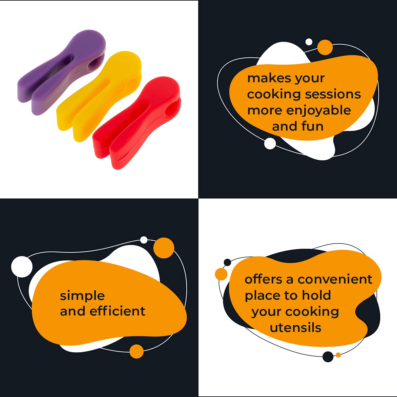 3-Pack Plastic Pot Utensil Clip - Spoon Holder for Cooking Pots - Non-Slip Kitchen Tool Rest for Stovetop Use - Perfect for Stirring, Serving & Keeping Utensils Clean While Cooking
