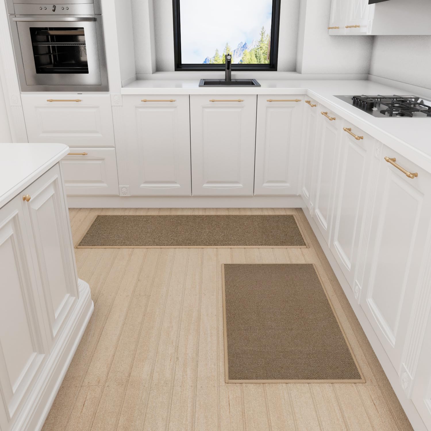 Non-Slip Kitchen Floor Mat - Cushioned & Absorbent Anti-Fatigue Rug for Standing Comfort - Washable Runner for Kitchen, Office, Home (Brown, 17.3