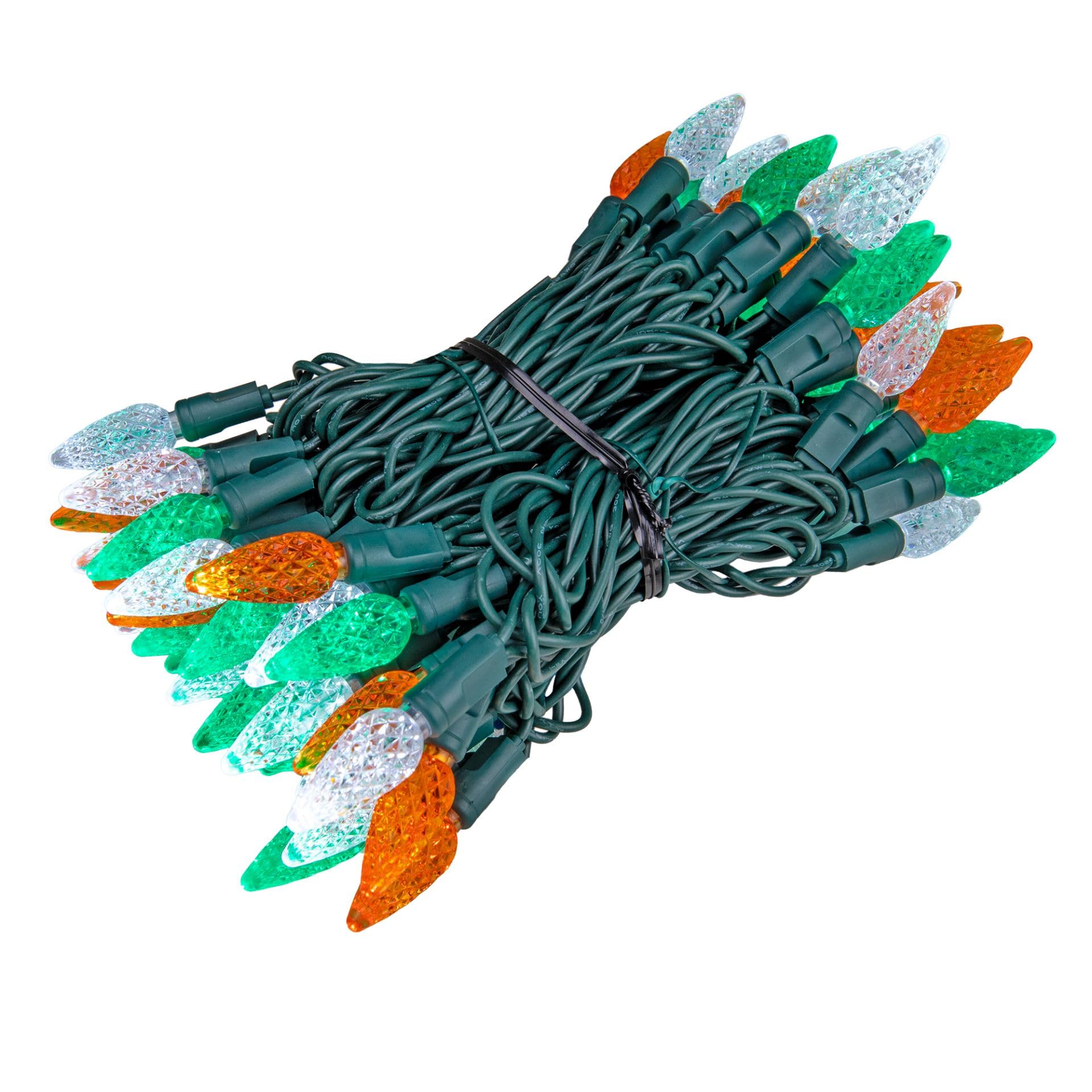 70 LED C6 St. Patrick's Day String Lights - 24FT Commercial Grade Green/White/Orange LED Christmas Lights for Outdoor Tree Decorations, Party & Holiday Decor