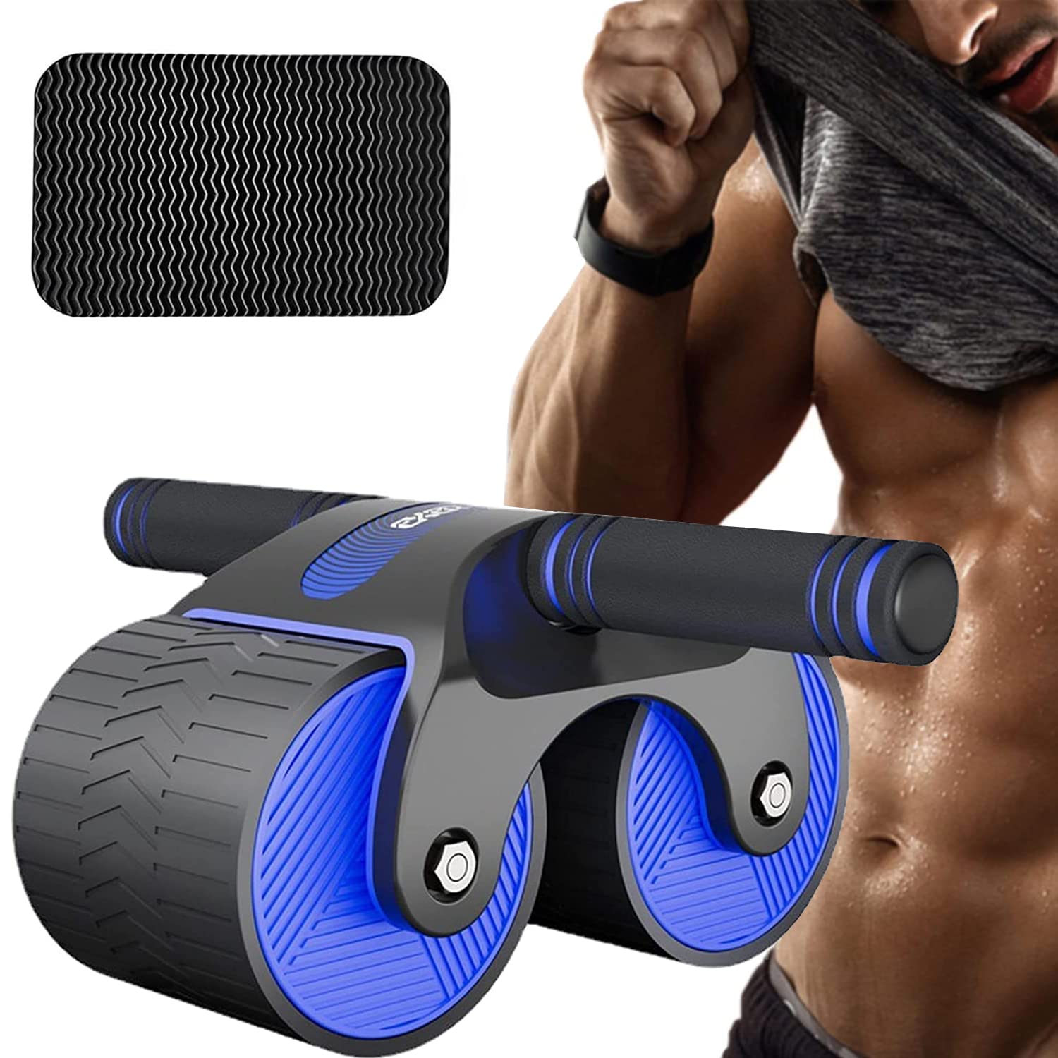 Automatic Rebound Ab Wheel - Core Workout Equipment with Exercise Mat for Home Gym | Ab Roller for Abs Training & Strength Building | Perfect for Beginners & Fitness Enthusiasts