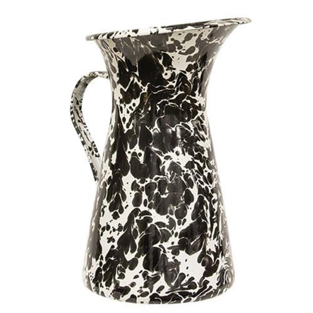 Black and White Pollock Style Ceramic Pitcher - Modern Abstract Art Water Jug for Home Decor, Kitchen, and Dining Table - Perfect for Serving Beverages, Milk, or as a Decorative Centerpiece