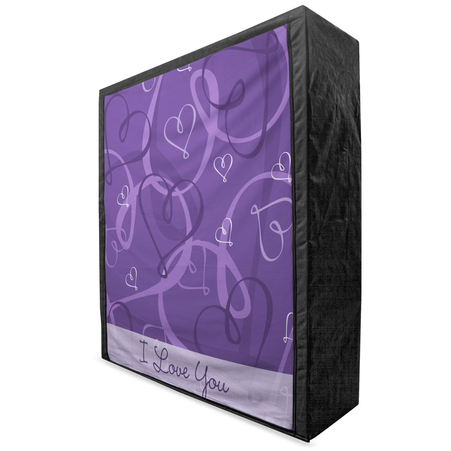 Ambesonne Romantic Portable Fabric Wardrobe - Lavender Floral Print with Hand Drawn Hearts, 59
