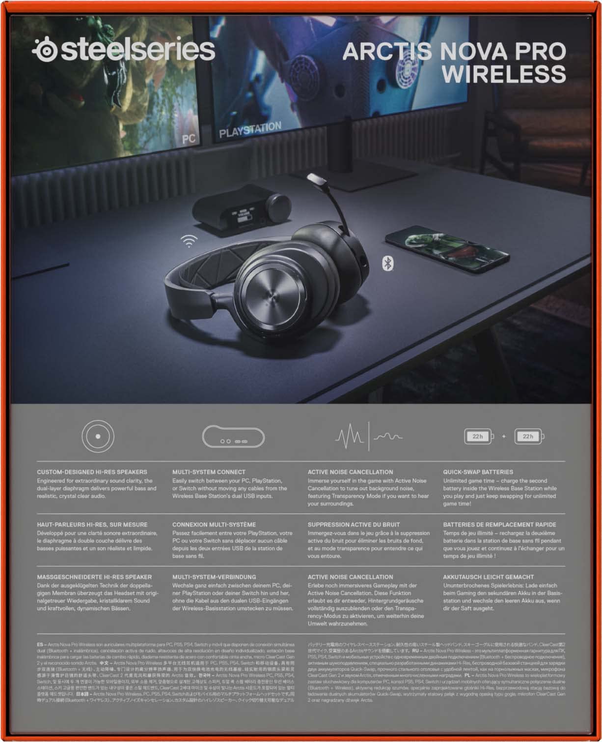 SteelSeries Arctis Nova Pro Wireless Gaming Headset with ANC - Multi-Platform Compatible (PC, PS5, PS4, Switch, Mobile) - Magnetic Neodymium Drivers & ClearCast Gen 2 Mic - Perfect for Competitive Gaming, Streaming, and Long Gaming Sessions