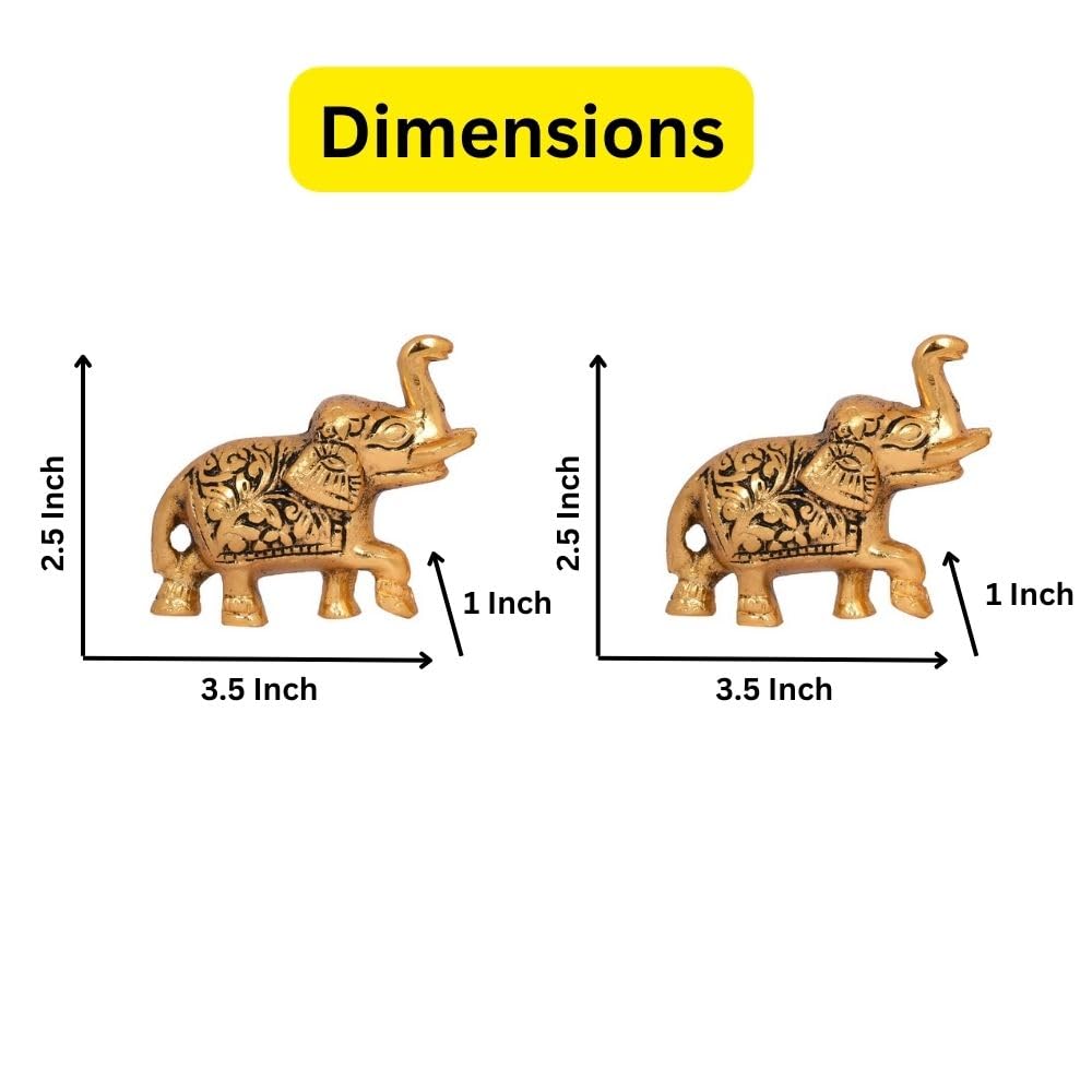 Gold Plated Elephant Trunk Up Statue - Collectible India Showpiece for Home & Office Decor - Perfect for Diwali Gifts, Living Room & Table Decoration - Feng Shui & Spiritual Decor
