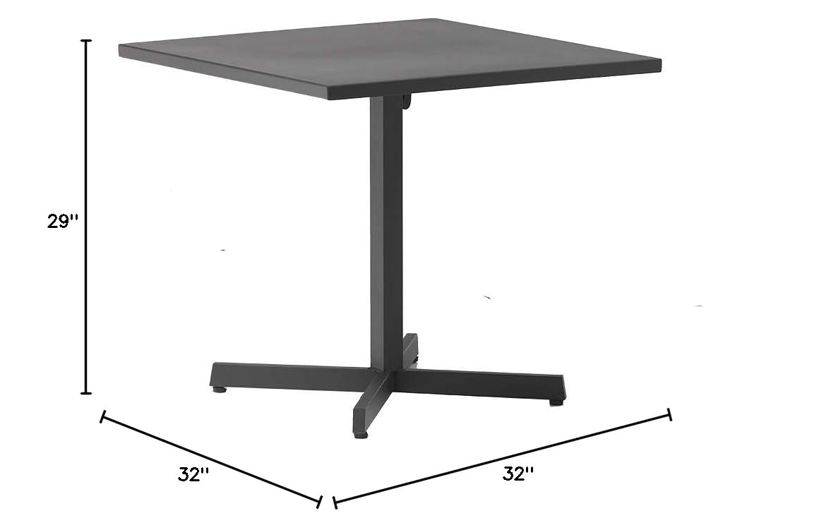 Whiteline Modern Living DT1679-GRY Grey Belle Outdoor Folding Square Dining Table - Steel Frame, Weather-Resistant for Patio, Garden, and Poolside Dining