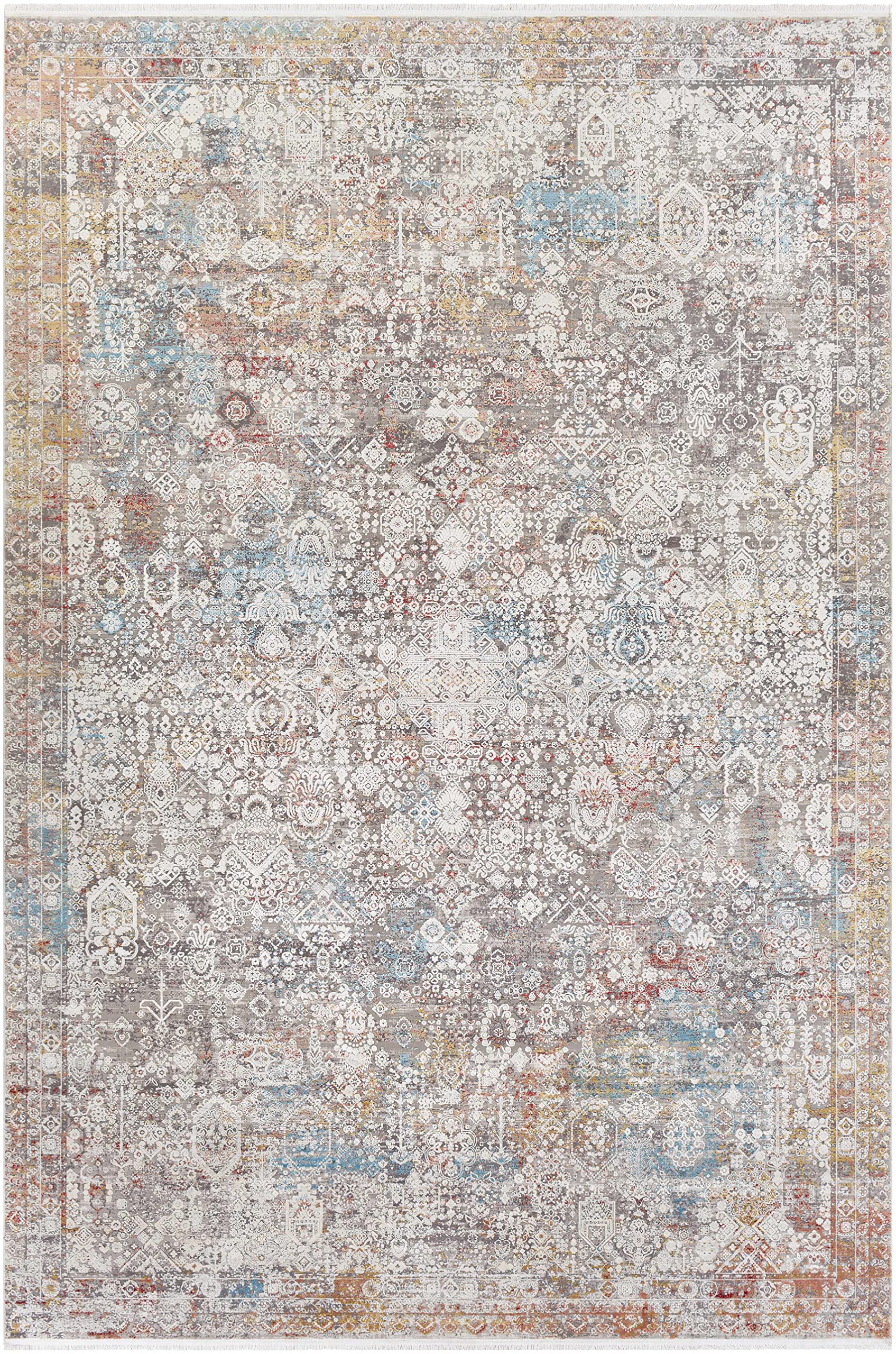 Hauteloom Witheridge Modern Hallway & Kitchen Runner Rug - Blue, Pink, Gray - 3' x 8' - Non-Slip Washable Rug for Entryway, Dining Room, Bathroom Decor