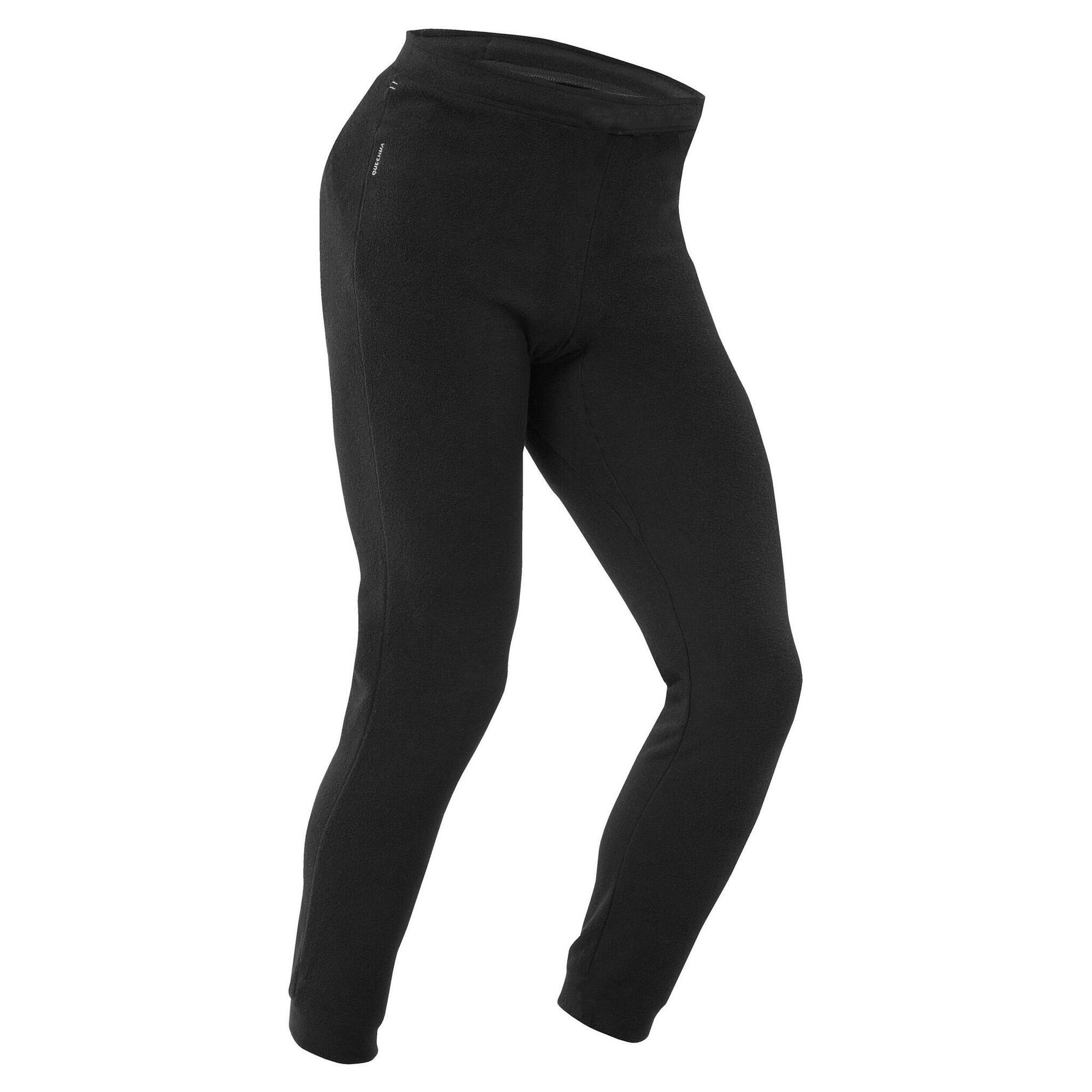 Quechua Men's MH100 Fleece Hiking Tights - Warm Winter Base Layer for Outdoor Activities, Camping & Trail Running