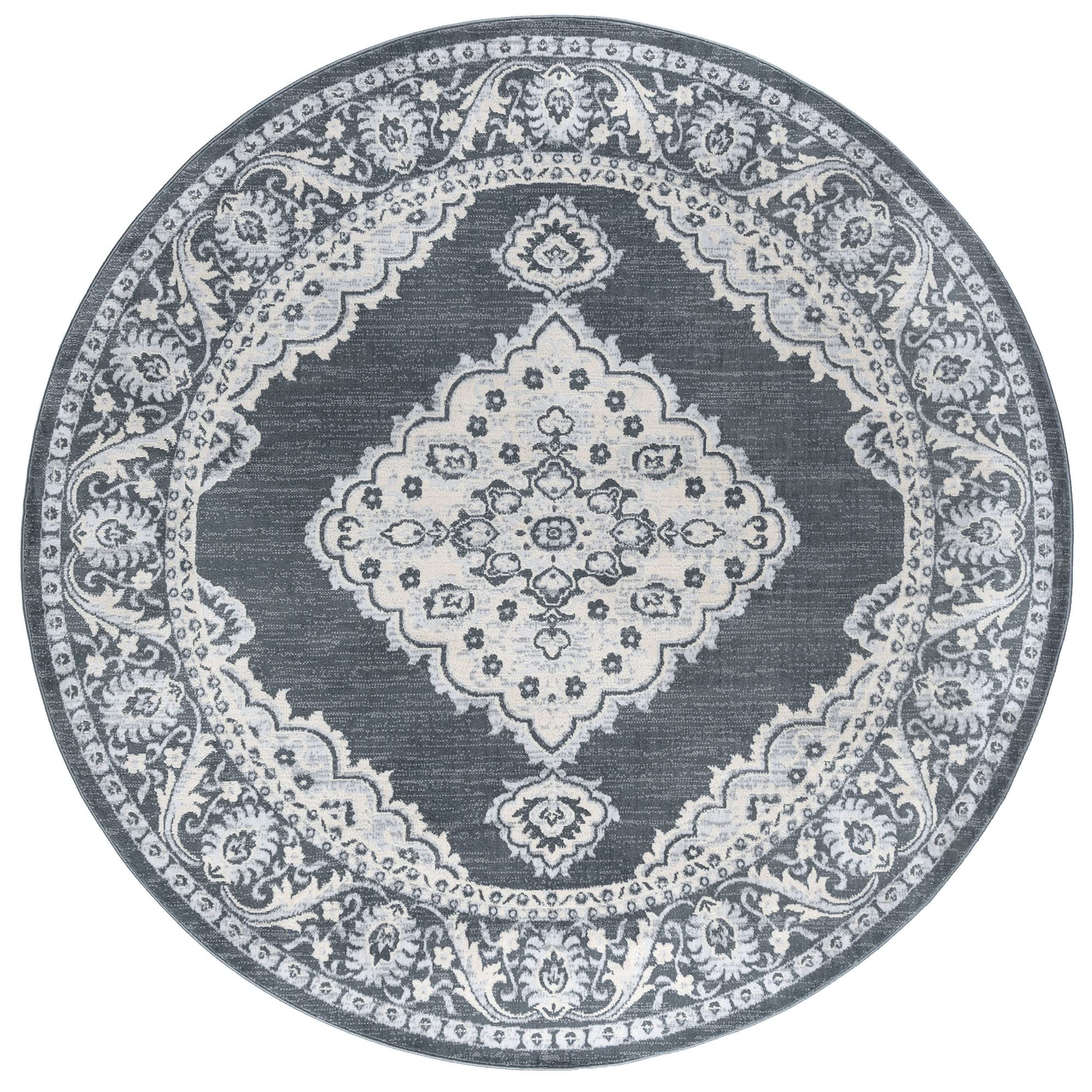 Dark Gray Modern 6ft Round Area Rug - Soft Contemporary Carpet for Living Room, Bedroom, Dining Room & Entryway - Non-Slip Kitchen Floor Mat - Perfect for Home Decor & Cozy Spaces
