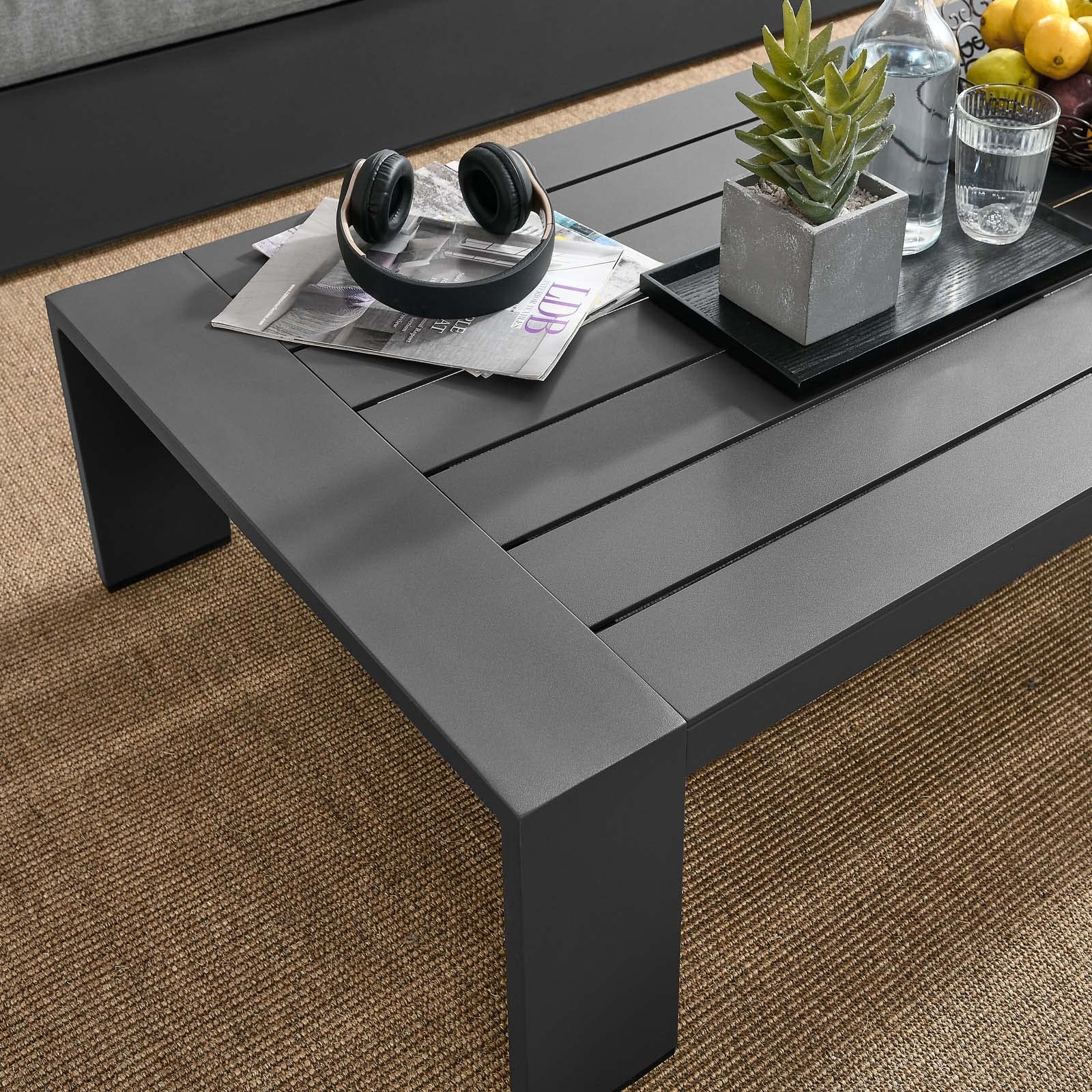 Modway Tahoe Aluminum Outdoor Patio Coffee Table - Gray Weather-Resistant Side Table for Poolside, Garden & Backyard Decor