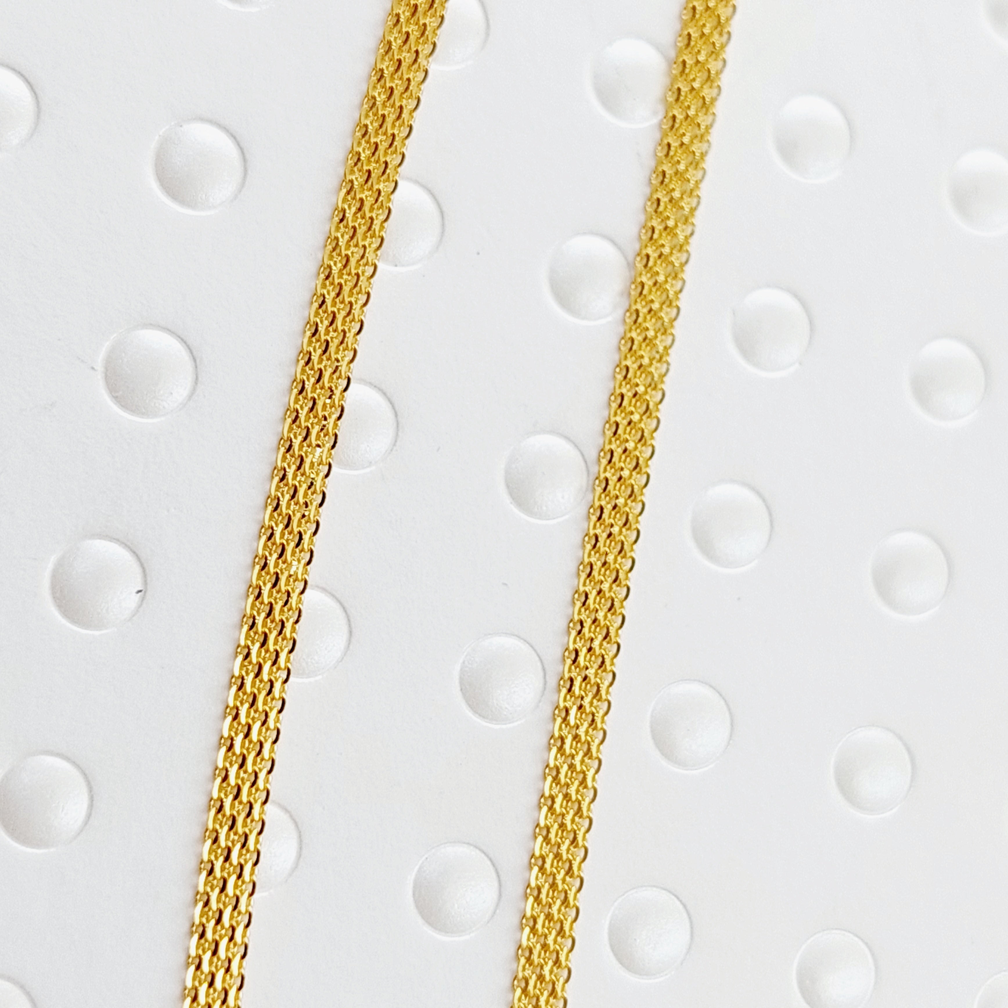 3mm Fancy Flat Chain Necklace 45cm - Elegant Layering Jewelry for Women, Perfect for Daily Wear & Special Occasions