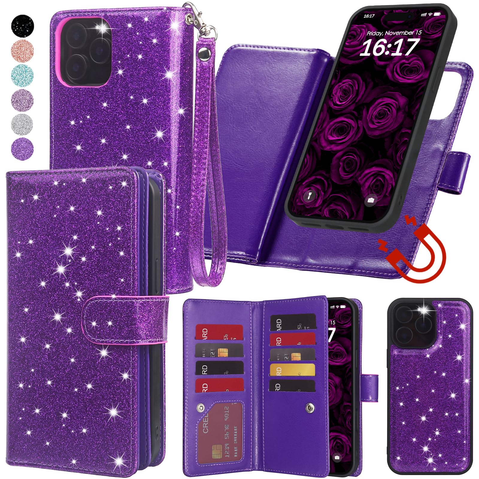 Magnetic Detachable Wallet Case for iPhone 13 Pro Max (6.7