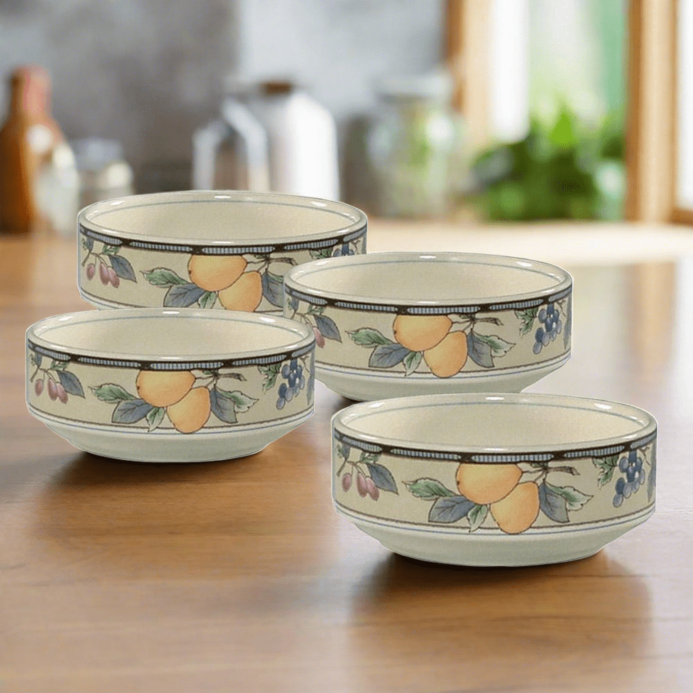 Premium Garden Harvest® Fruit Bowls Set of 4 - Durable Melamine Serving Bowls for Fruits, Salads, Snacks - Perfect for Kitchen, Dining, Picnics & Outdoor Entertaining