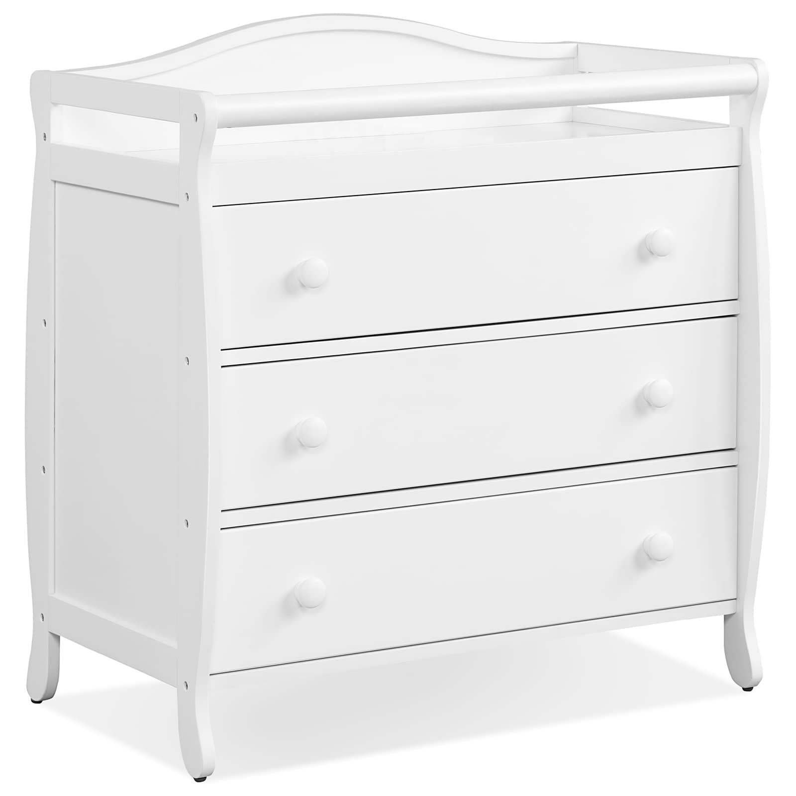 Costzon 3-Drawer Baby Changing Table with Safety Rails & Strap - White Nursery Dresser for Diaper Changing Station, Easy Assembly - Perfect for Newborn Care & Nursery Organization