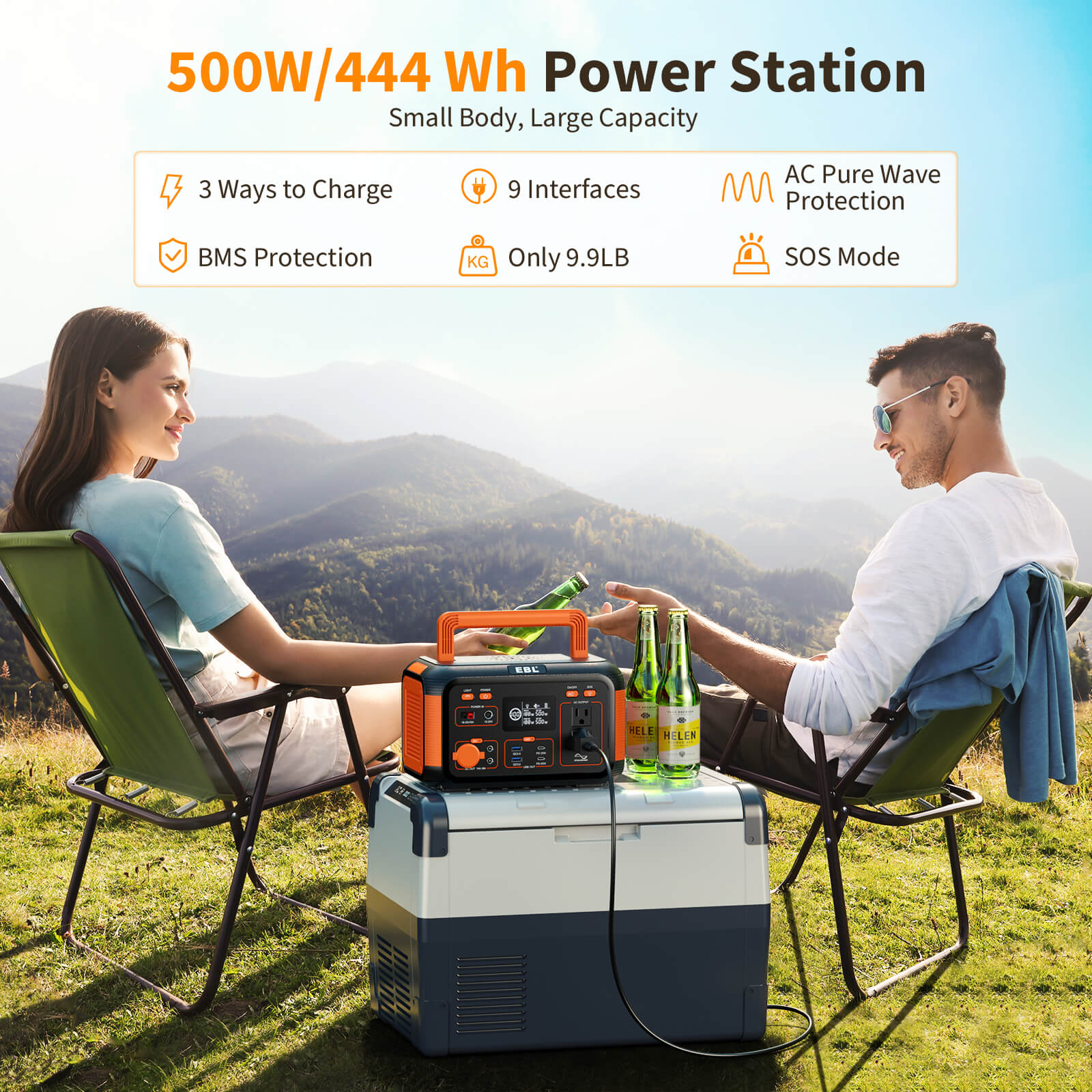 EBL 500W Portable Power Station - Mini Solar Generator for Camping, Outdoor Adventures & Emergency Backup Power