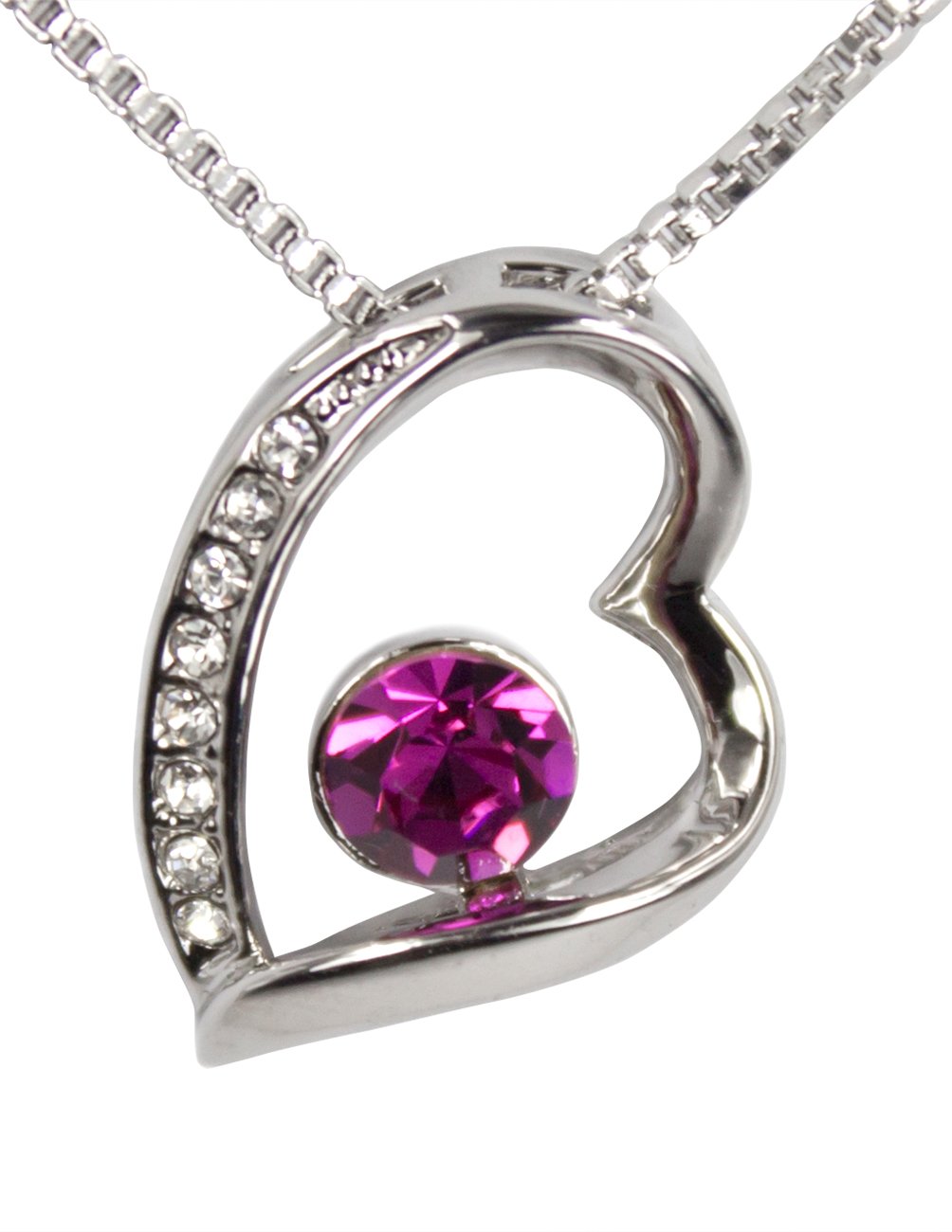 Dahlia Heart Crystal Necklace - Swarovski Rhodium Plated for Elegant Occasions