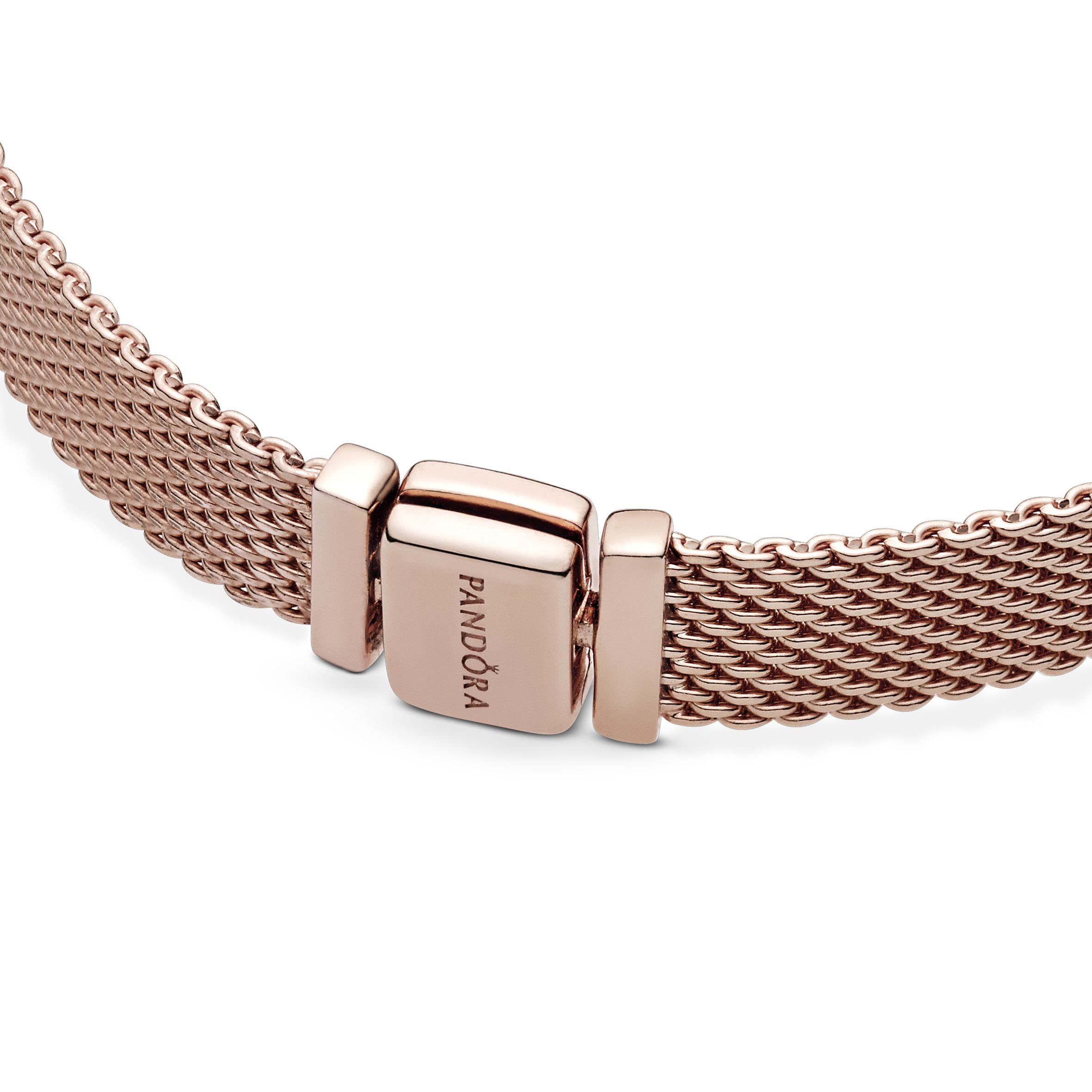 PANDORA Timeless 14k Rose Gold-Plated Mesh Charm Bracelet for Women - Adjustable Size 18 - Elegant Gift Box Included - Perfect for Anniversaries, Birthdays & Special Occasions