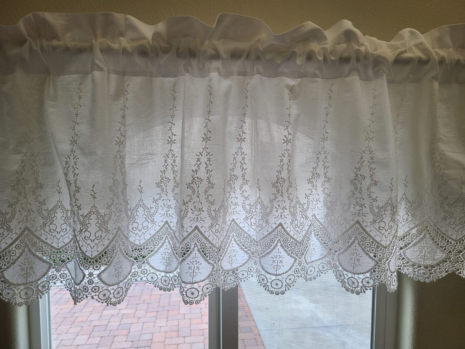 Joy's Choice White Embroidered Sheer Kitchen Curtains - Cotton Half Window Rod Pocket Drapes for Farmhouse & Cottage Style (#102) | Perfect for Kitchen Windows, Breakfast Nooks & Cozy Dining Areas